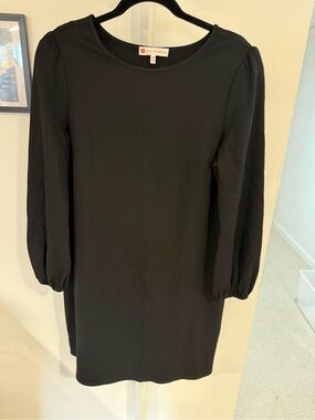 Jude Connally Black Long-Sleeve Puff Shoulder Shift Dress